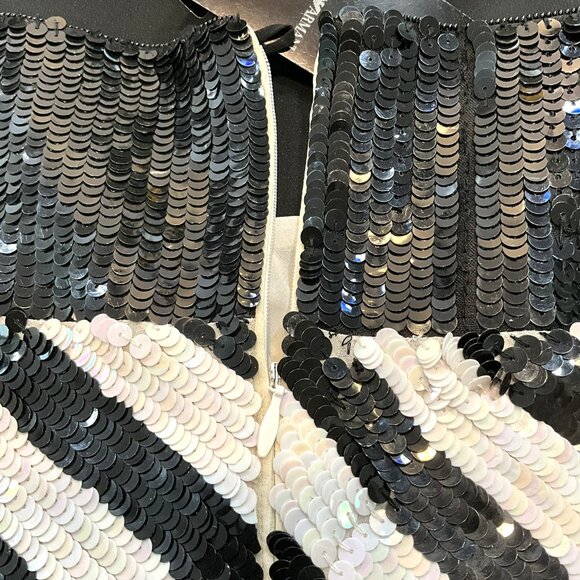 Emporio Armani Black &White Sequin Dress with Spaghetti Straps - Picture 4 of 7